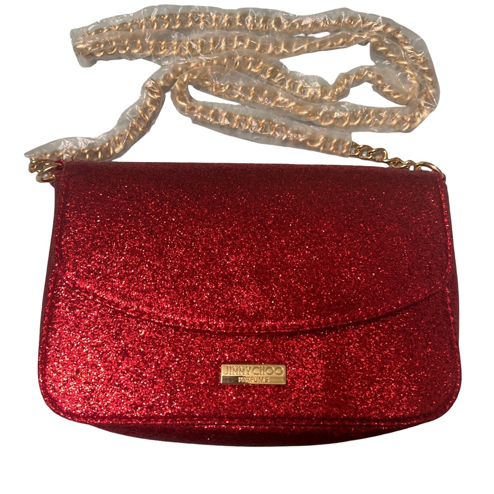 Jimmy Choo Parfums Glitter Crossbody Bag with Gold Chain